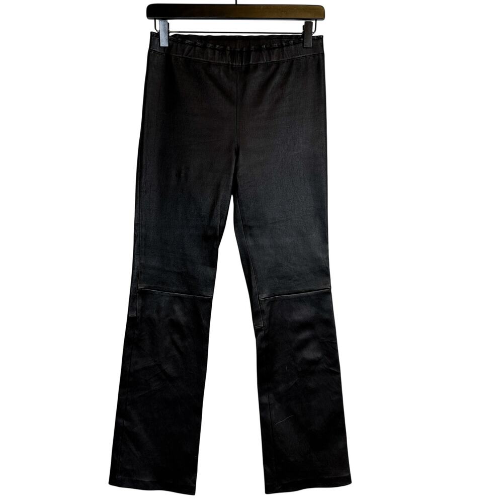 Stouls Womens Mid-Rise 100% Lamb Leather Slim Pants 28” Black - M